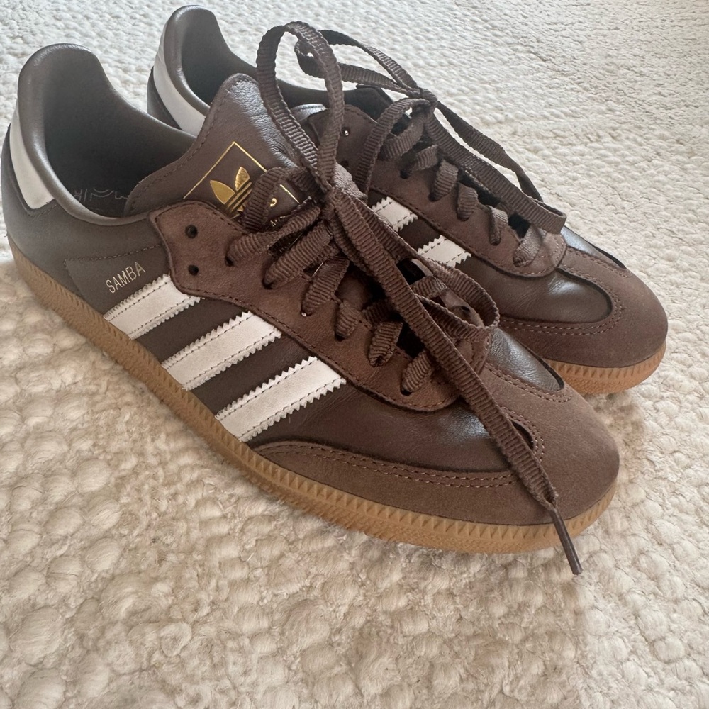 Adidas Samba Brown and White Athletic Shoes